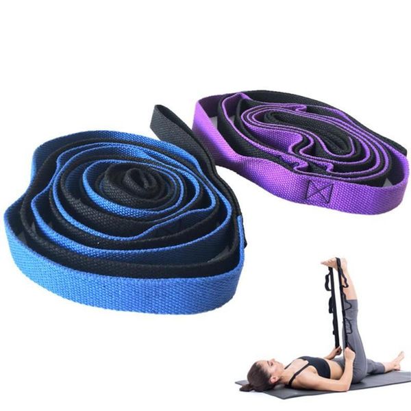 

2m/6.6ft yoga stretch strap aerial anti-gravity rope with grip loops fitness exercise gym waist leg resistance belt bands