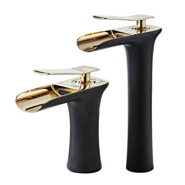 

bathroom mixer tap brass & cold sink faucet deck mounted single handle waterfall basin faucets