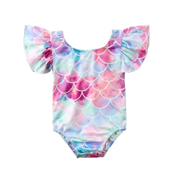 Hot Kids Neugeborenes Baby Mädchen süßer Tankini 2019 Rüschen rückenfrei Beachwear Bodysuits infantil Einteiliger Badeanzug Badeanzug 1263 Z2