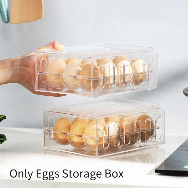 

storage bottles & jars 12 grid stackable home kitchen space saving dustproof drawer-type refrigerator holder breathable tray eggs box fresh