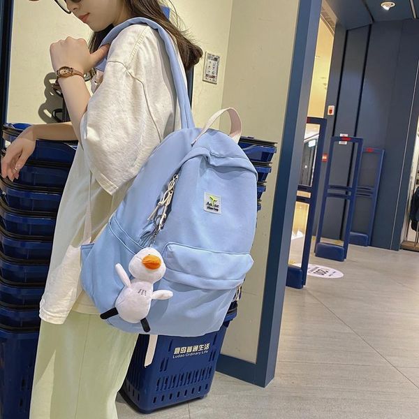 

backpack cute fashion solid student school bag women kawaii laprucksack for girls bookbag female simple travel mochila black