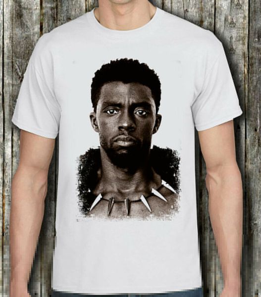 

chadwick boseman wakanda t'challa king black panther t-shirt, White;black