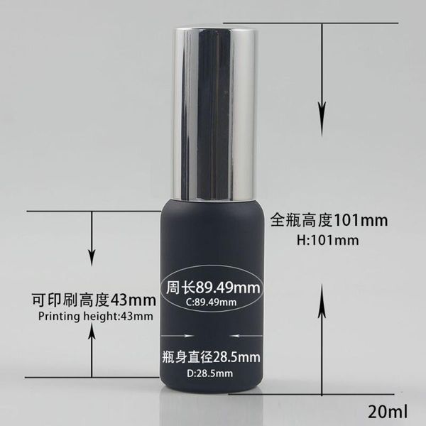 

storage bottles & jars empty 20ml matte black glass pump bottle with silver lid
