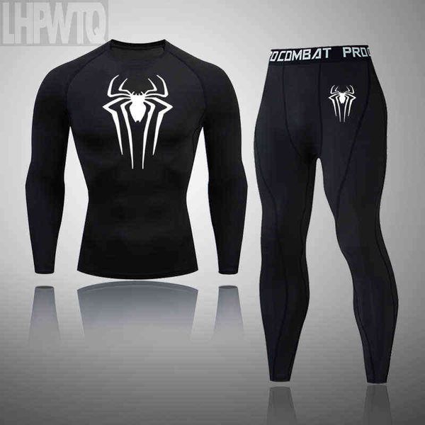 

men's compression sportswear legging tights t-shirt super hero clothes brand thermal underwear running, Black;white