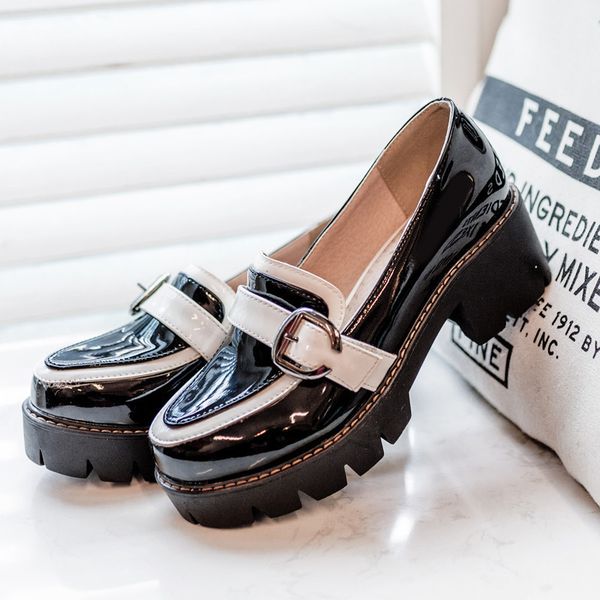 

2021 heels platform pumps elegant round toe slip on footwear 1, Black