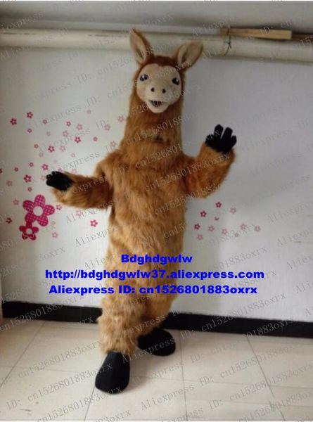 

mascot costumes brown long fur alpaca llama alpacos yamma camel mascot costume cartoon character brand image business anniversary zx73, Red;yellow