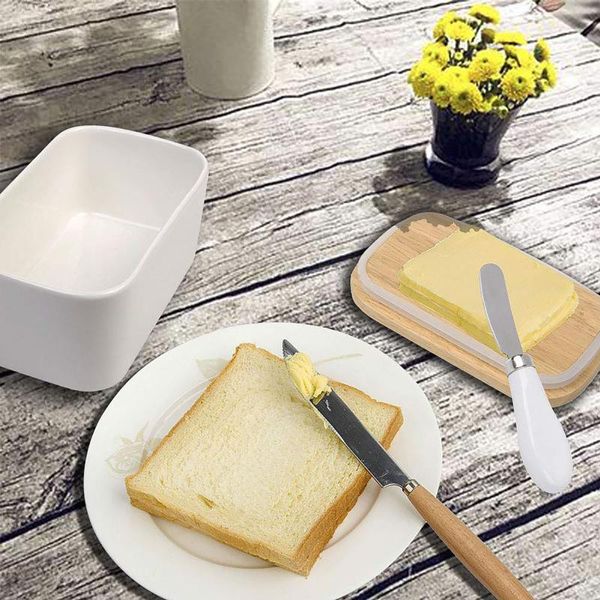 

dishes & plates nordic style butter box sealing with wood lid knife dish ceramic keeper tool cheese storage tray plate container
