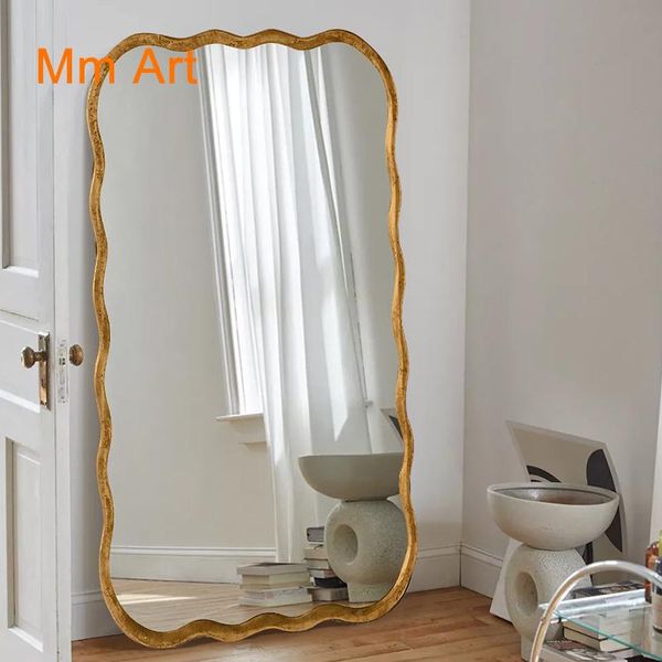 

mirrors french full body mirror custom wall mounted wood frame wave decoration simple retro floor