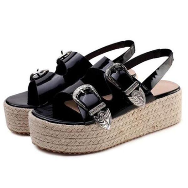 

summer sandals women flat shoes peep-toe sandalias roman casual ladies platform footwear buty damskie ky24, Black