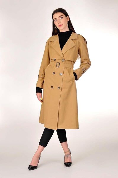 

women's trench coats women classic camel trenchcoat, Tan;black
