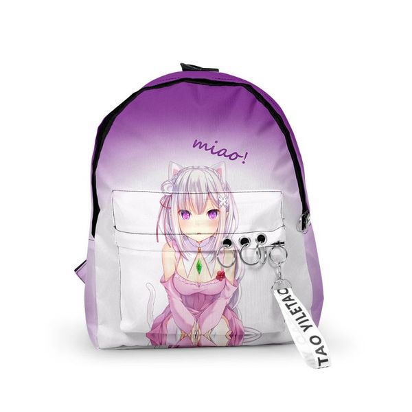 

backpack re:life in a different world from zero school bags notebook backpacks boys/girls 3d oxford waterproof key chain vogue small