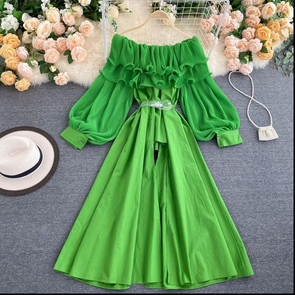 

slash neck pleated womens shirt double ruffles lantern sleeve candy colors chic sashes femme blusas pl387, White