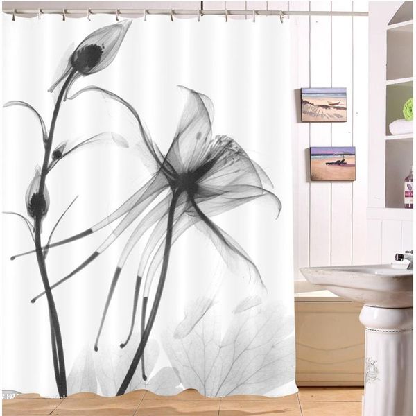 

shower curtains black and white x-ray blossom modern air print curtain waterproof flower pattern bathroom fabric with 12 hooks
