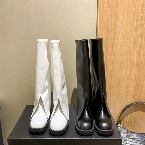 

2021 lastest high luxury classic martin knee boots winter women solid leather fashion designers casual wedding dress platform party dating o, Black