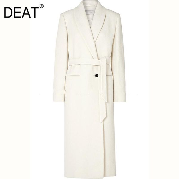 

women's wool & blends [deat] loose fit temperament warm woolen coat parkas hooded long sleeve women fashion tide autumn winter 2021 13s, Black