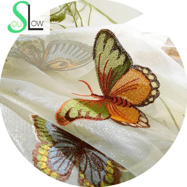 

[slow soul] color line korean american luxury bedroom living room flower embroidery curtain fabric yarn curtains for tulle & drapes