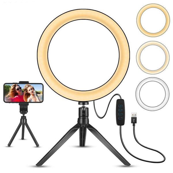

inch led selfie ring light with mini tripod for tik tok youtube video live makeup camera po studio pography ringlight flash heads