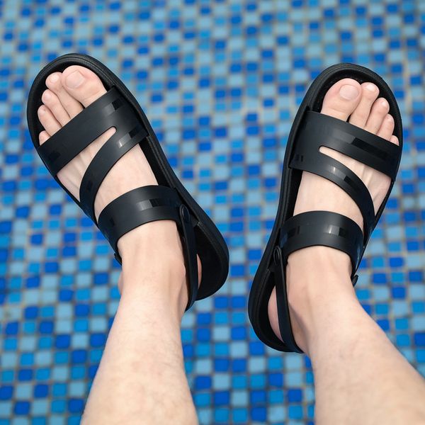 

fashion gladiator sandals for men summer roman beach light open shoes slippers casual flat sandalias hombre2021, Black