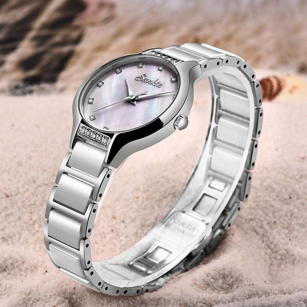 

wristwatches sunkta women quartz watch fashion casual ladies female crystal diamond gifts for montre femme, Slivery;brown