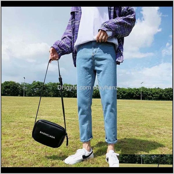 

clothing apparel drop delivery 2021 straight jeans spring festival korean fashion loose pants casual cotton black mens denim trousers1 k2efm, Blue