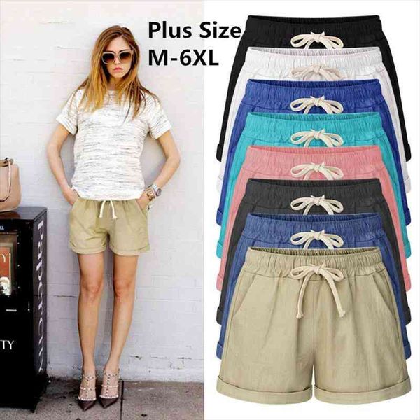

summer cotton shorts women fashion casual large size short pants loose slim female shorts plus size m-7xl, White;black