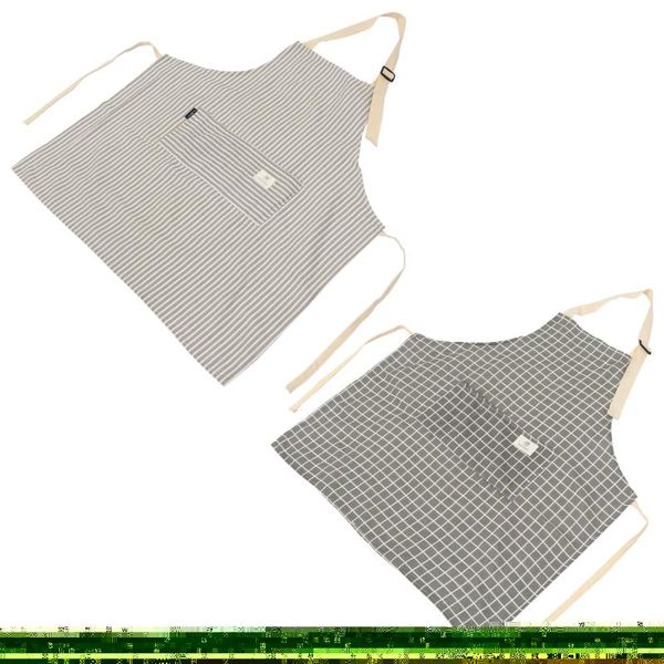 

2pcs fashion kitchen apron practical with pocket linen aprons