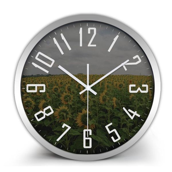 

wall clocks sunflower flower landscape idyllic clock, non ticking sound