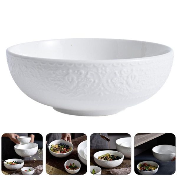 

1pc simple round household noodle bowl soup salad rice (white) bowls