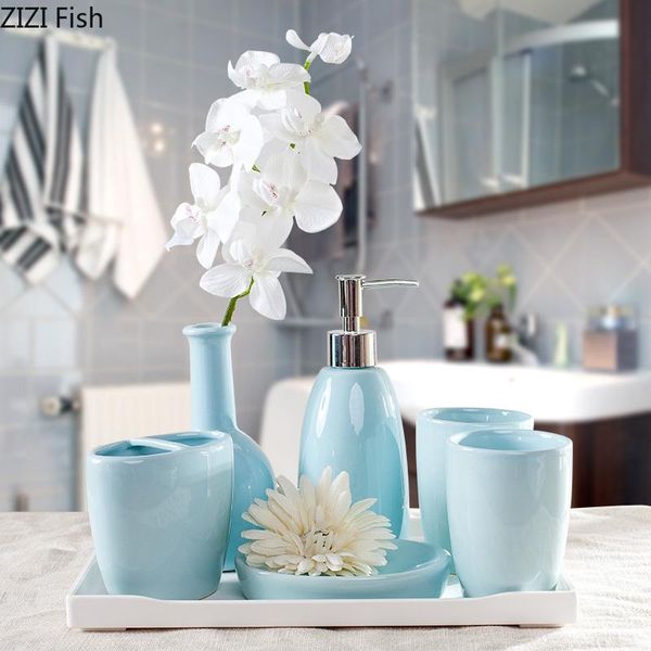 

bath accessory set european style ceramics accessories kit cups toothbrush holder soap dish dispenser bathroom suit