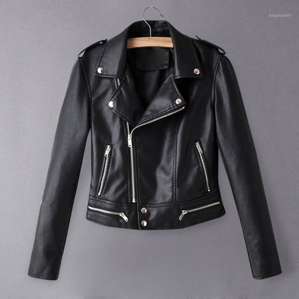 

leather jacket women's spring 2021 casual short sheep & faux, Black