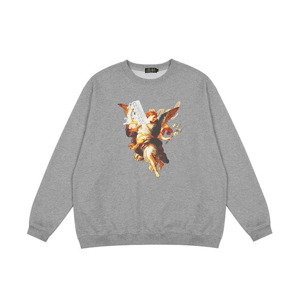 

sweatshirts angel print hoodless sweater mens street trend loose round neck long sleeve bf fashion brand pullover hoodie, Black
