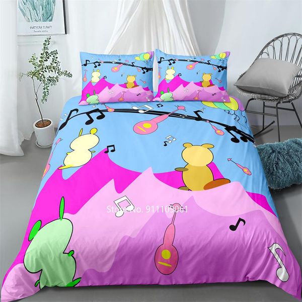 

bedding sets blue pink purple colored children cartoon quilt covers pillowcase 2-3 piece note printed set for student dormitory decor