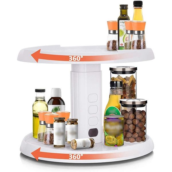 

kitchen storage & organization 2 tier adjustable counterspice turntable, 10in lazy susan organizer,turntable organizer for cabinet bathr