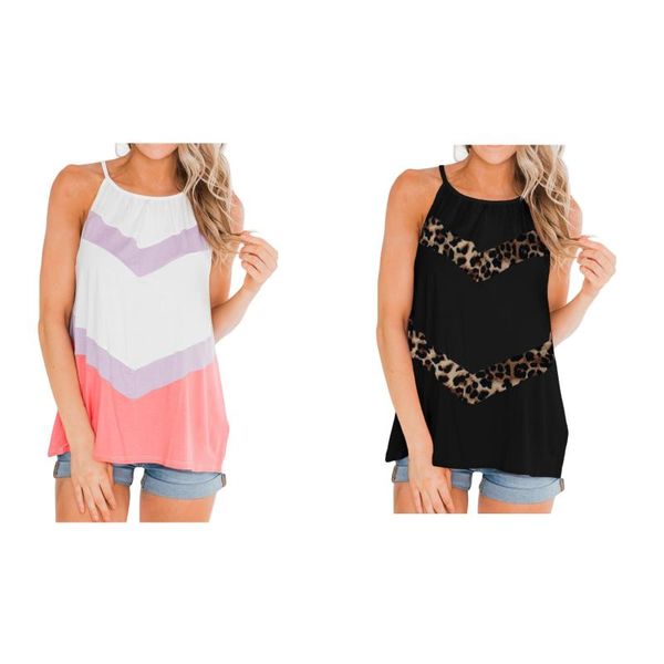 

women's tanks & camis flowy tank summer cute color block halter loose casual, White