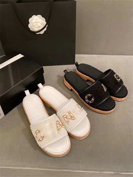

brand wholesale designers summer women casual slippers fashion comfortable sandals girl fabric + leather shoes us4., Black