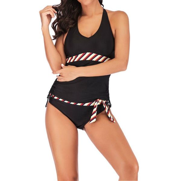

women's swimwear women swimsuit plus size high waist bikini set tankini ladies swimming suit for beachwear swim, White;black
