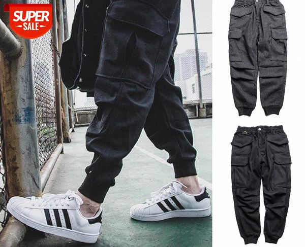 

end street brand woolen trousers, men's multi-pocket overalls #mb7f, Black