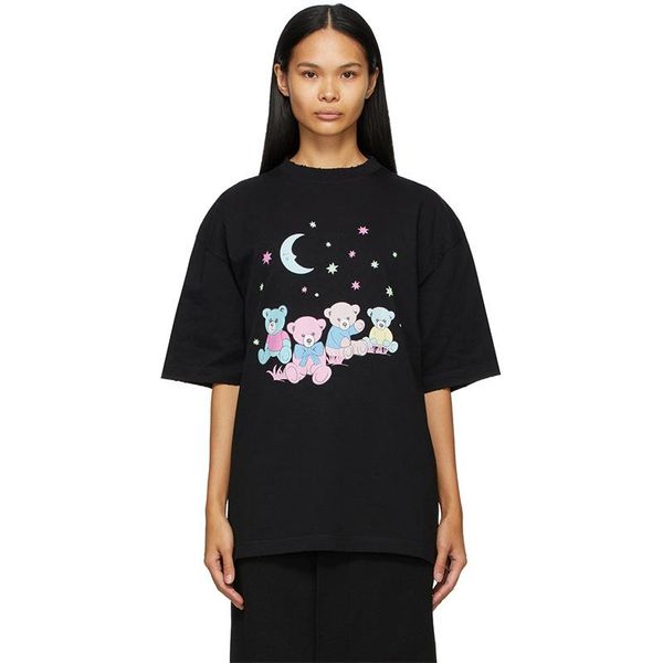 

early spring tee good night bear cute round neck women loose short sleeves women's t-shirt, White