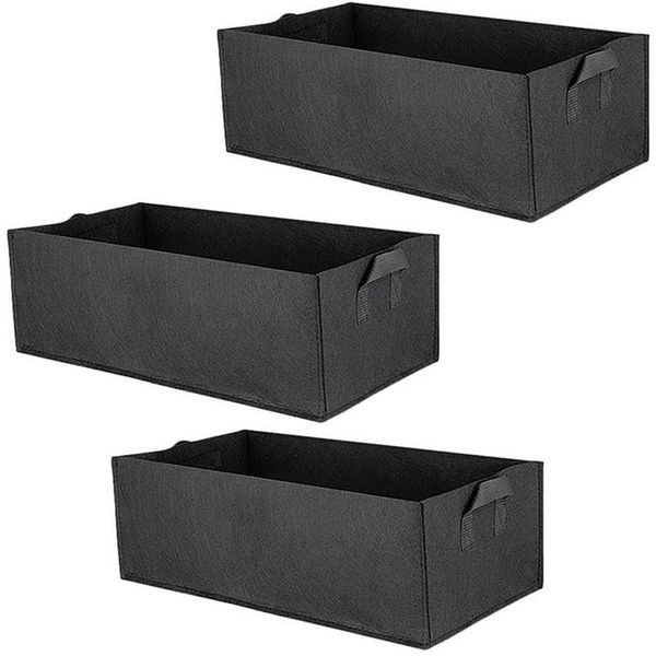

planters & pots 3pcs fabric elevated garden bed, square flower bag, vegetable planting pot, (black)