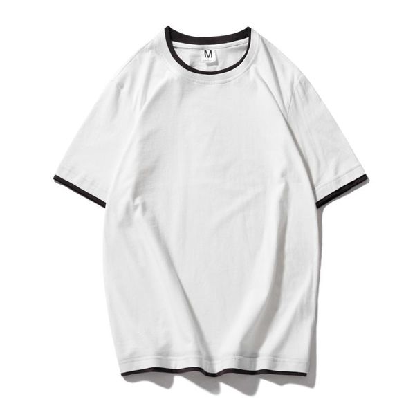 

men's t-shirts clashing edge o neck simple men t-shirt, White;black