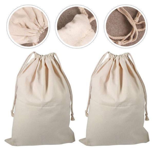 

laundry bags 2pcs practical home wash cotton drawstring (beige)