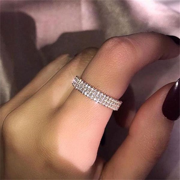 

wedding rings shining fine bride proposal ring pave setting zircon stylish and simple anniversary gift for wife, Slivery;golden