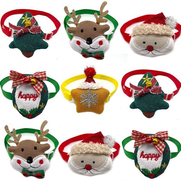 

dog apparel 50/100pcs christmas pet accessories santa claus deer collar for dogs adjustable bowtie necktie xmas