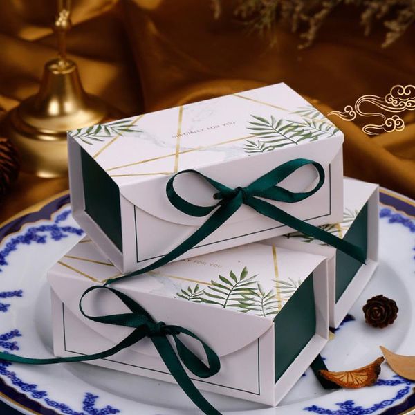 

10/20pcs/lot candy box green rectangle bowknot romantic gift bag wedding favor birthday present for guests packaging wrap