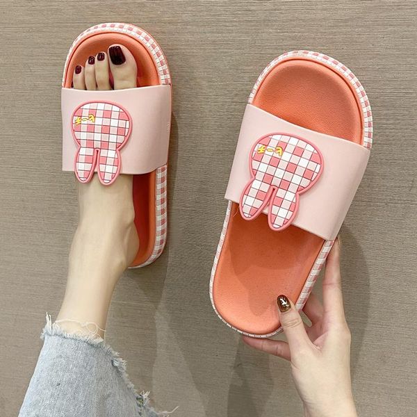 

slippers 2021 summer platform for women to wear lovely versatile home flat bottom sandals, Black
