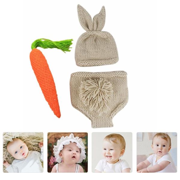 

cat costumes 3pcs easter wool knitted baby po crochet carrot born hat