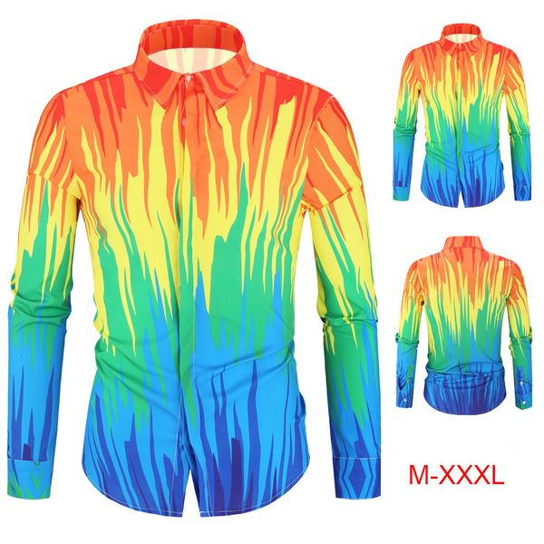 

men's casual shirts 2021 fashion slim long sleeve creative splash-ink digital printing design trend men dc449 xci8, White;black