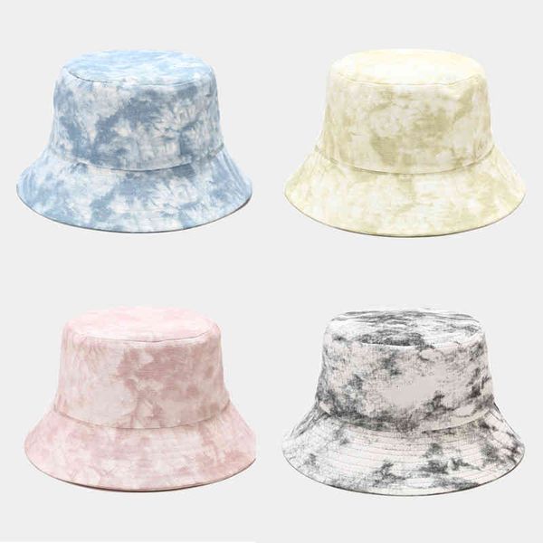 

tie dye print beach panama women fashion fisherman hats wide brim streetwear casual cap windproof sunscreen bucket hat, Blue;gray