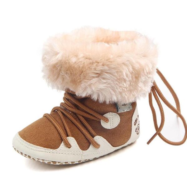 

first walkers winter baby boots thicken warm plush solid color boy faux fur leather shoes for born toddler boys girls