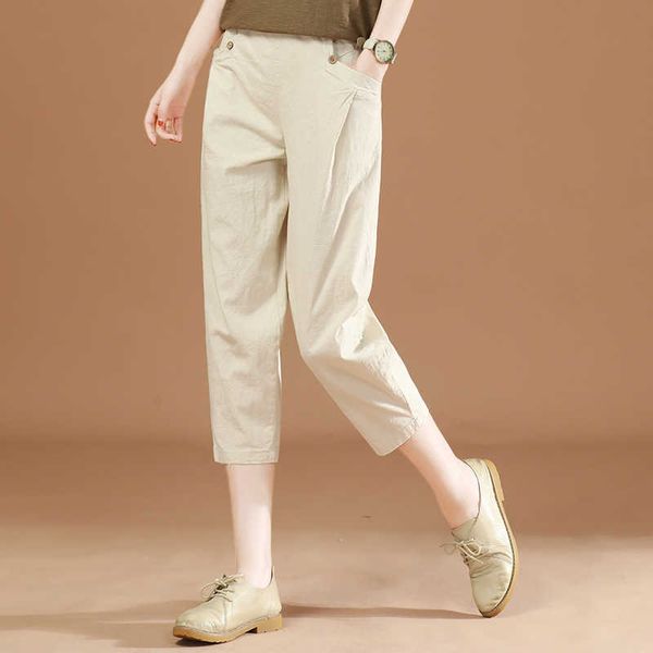 

women's summer 2021 comfortable cotton thin casual pants pt4262, Black;white